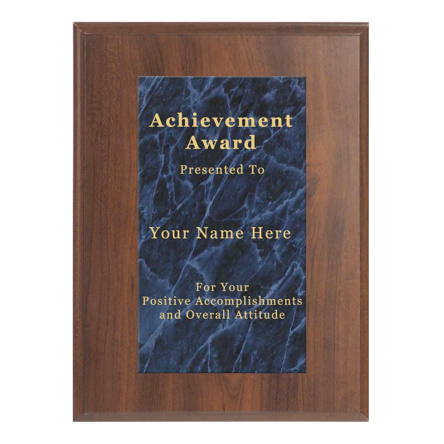 K2AWARDS Blue Marble Mist Cherry Plaque - Custom Plaque Award with Personalized Name (5x7)