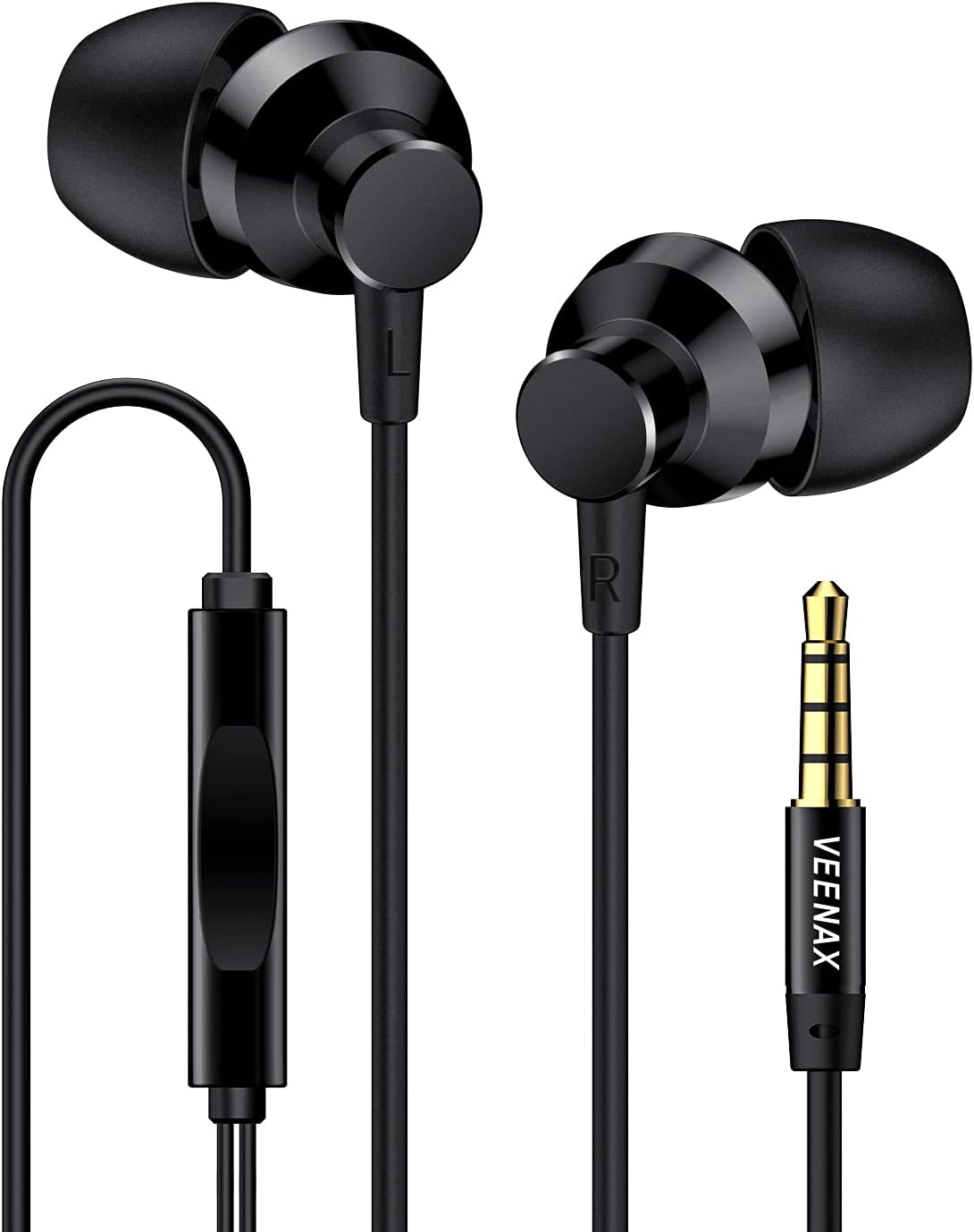 M2 Wired Earbuds Stereo Earphones with Ultra Bass, in-Ear Headphones with Microphone, Durable Tangle Free Cord, Noise Isolating Headset for Phone Computer Laptop Tablet MP3, 3.5mm Jack, Black