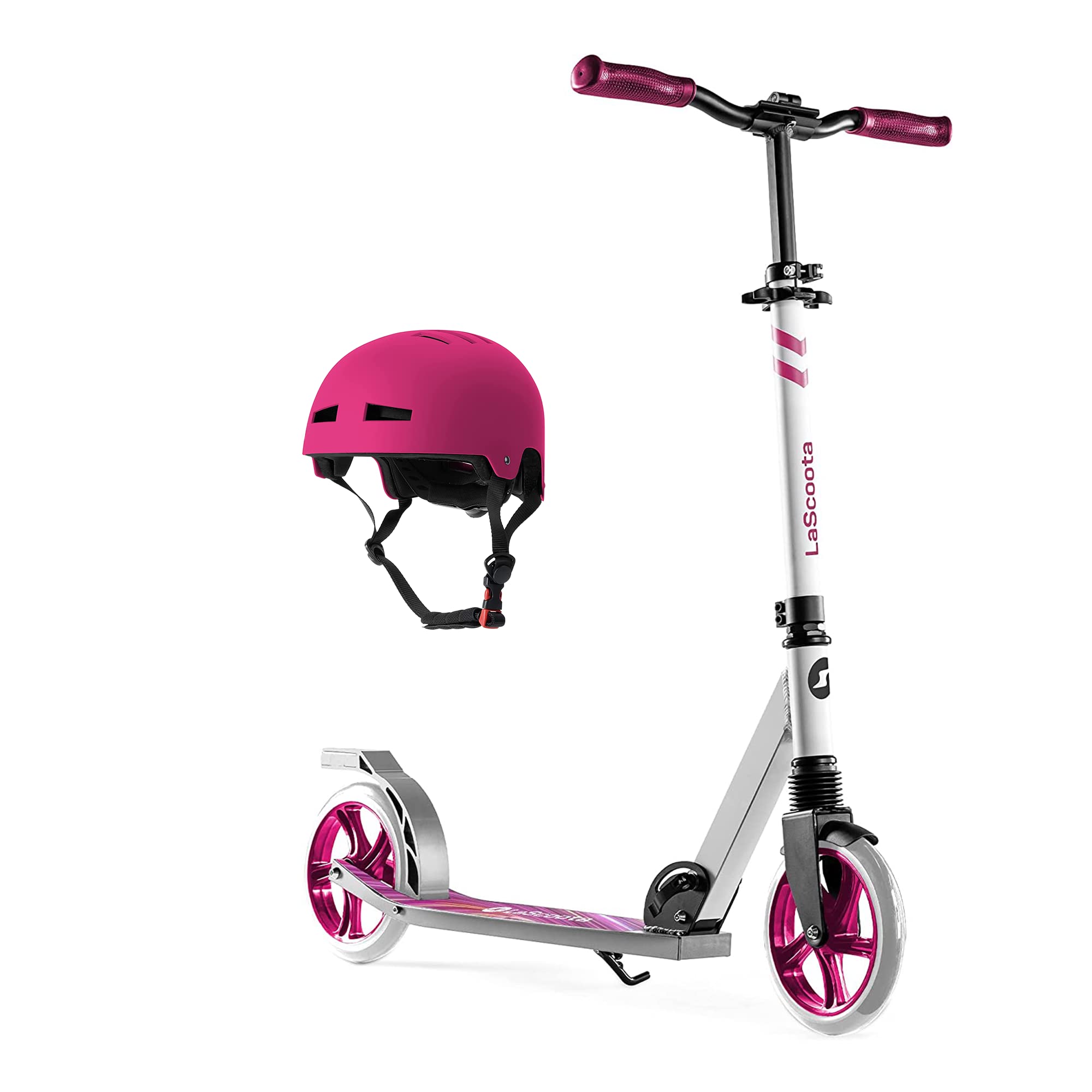 Photo 1 of ***Parts Only***LaScoota (Bundle) - Kick Scooter for Kids Ages 6-12 & Helmet for Kids & Teens - Scooter for Teens 12 Years and Up Comes with Professional Helmet (Size S) (Pink)