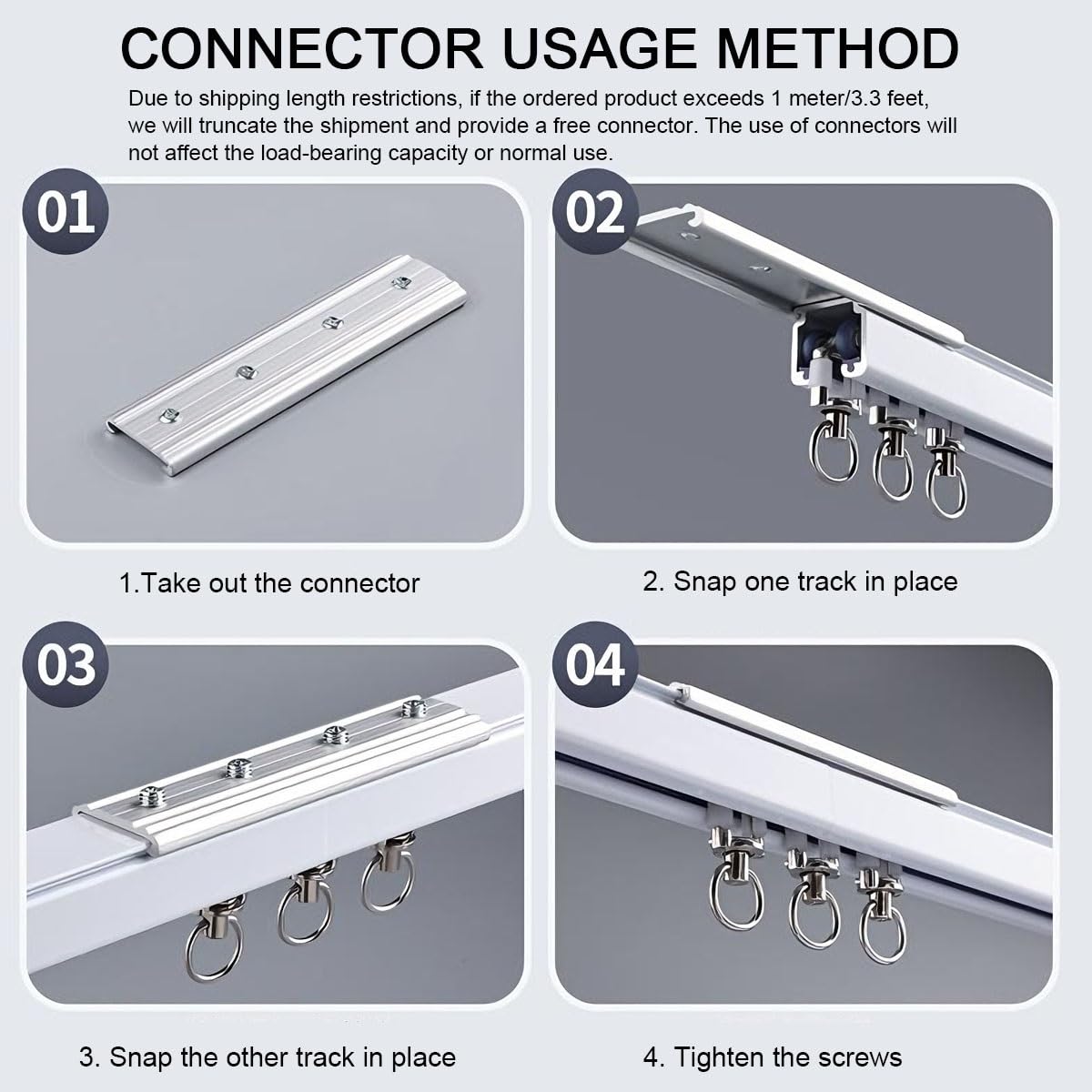Aluminio K – Soporte de techo o pared blanco 1 pista 2 mm de grosor 1 – 15 m de longitud t para separadores de habitación y varillas (4)