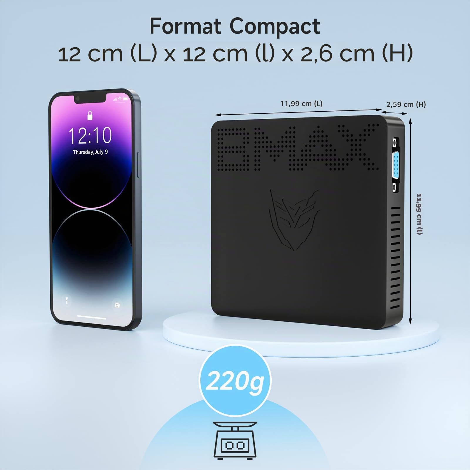 BMAX B1Pro Mini PC 8 Go DDR4 128 Go eMMC W-11 Pro Gemini Lake N4000 (jusqu'à 2,6 GHz) Double écran Prend en Charge 4K HDMI, WiFi 2,4 G/5 G, Bluetooth 4.2 PC Domestique, Ordinateur de Bureau