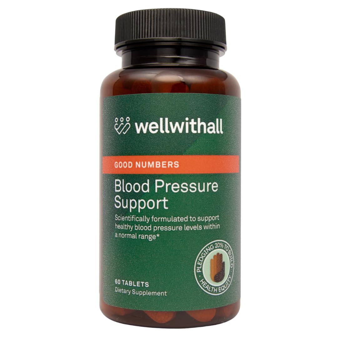 WellWithAll Blood Pressure Support Supplement | Supports Healthy Blood Pressure & Circulation | Heart Healthy Energy Formula with Grape Seed Extract, Magnesium & Natural Ingredients | 60 Tablets