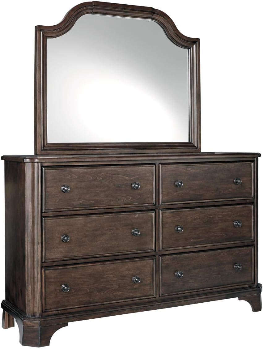 Signature Design by Ashley Adinton Traditional 44 x 36 Bedroom Mirror with Cutaway Shape, Brown