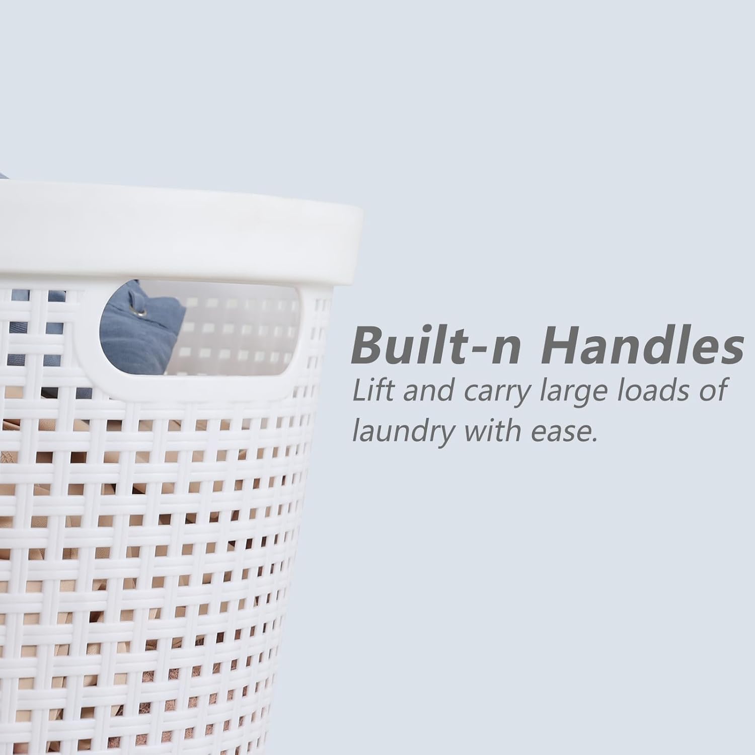 40 L Plastic Laundry Basket with Cutout Handles, Dirty Clothes Hamper for Bathroom, Laundry Room, 4 Pack(White)