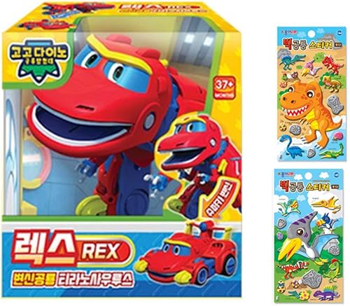 GoGo Dino Dinosaur Exploration Transformation Robot Rex Transformation Dinosaur Tyrannosaurus + 2 calcomanías de dinosaurio