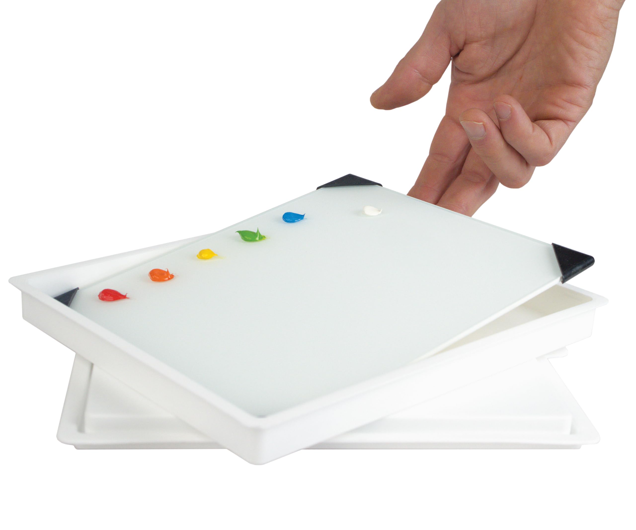 New Wave POSH Glass Paint Palette & Masterson Sta-Wet Handy Palette 6.75"x8.4" Set - Tempered Glass Palette for Painting & Airtight Sta-Wet Palette to Keep Paint Fresh - Made in USA (White)