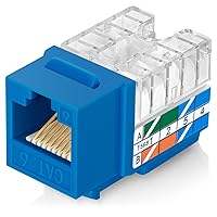 Vista 25 de Everest - Paquete de 10 conectores Keystone RJ45 Cat6A en ángulo de 90°, color blanco, conectores RJ45 hembra de perfil delgado, conector Keystone
