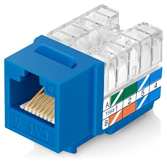 Everest 90 Degree RJ45 Cat6 Keystone Jacks Slim Profile 10-Pack Blue | Compatible with 90 Angled Speed Termination Tool - easyJACK B094WB91H3
