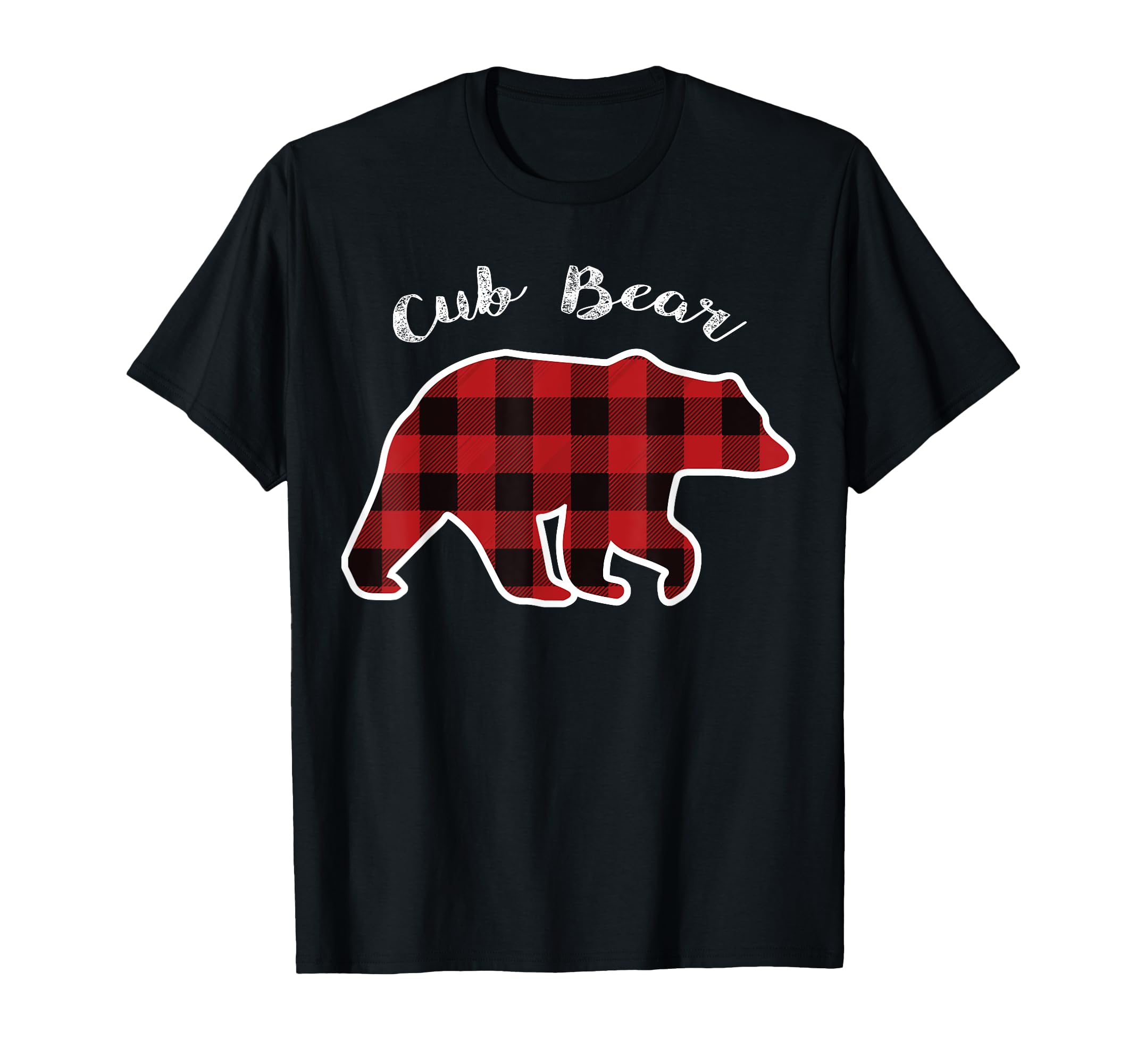 CUB BEAR | Kids Red Plaid Christmas Pajama Family Cub Gift T-Shirt