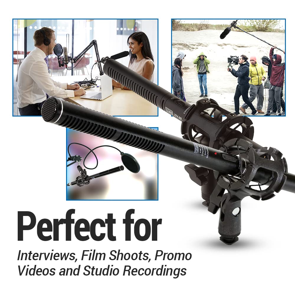 VidPro XM-55 13-Piece Professional Video & Broadcast Unidirectional Condenser Shotgun Microphone Kit - Complete Set Includes 2 Mounts Adapters Cables and More Perfect for Indoor and Outdoor R product thumbnail 7