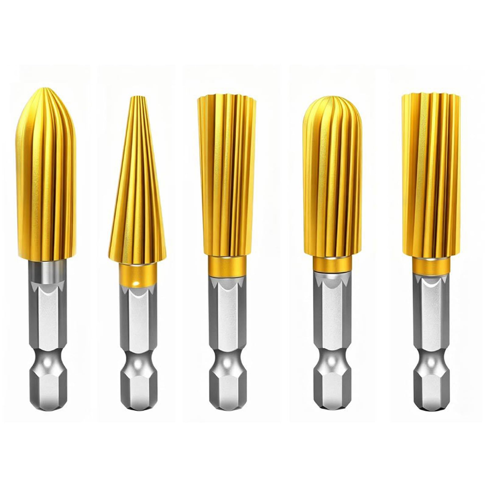 5Pcs Metal Cylindrical Grinding Heads Rotary Files for Metal Engraving File Burr 1/4 ' ' Shank Burrs for Wood Carving