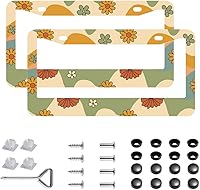 Vista 16 de 2 piezas Treat People with Kindness marcos para placa de matrícula, cubiertas y soportes de acero inoxidable con tapones de tornillo y juego