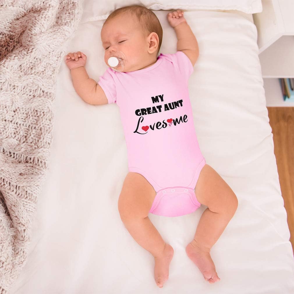 Custom Personalized Baby Bodysuit My Great Aunt Loves Me Funny Cotton Boy & Girl Striped Baby Clothes Stripes Gray White Design Only 24 Months