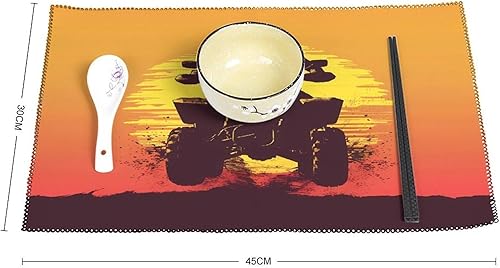 Miniatura 2 de Silhouette ATV - Juego de 6 manteles individuales resistentes y lavables para decoración de mesa de cena y fiesta