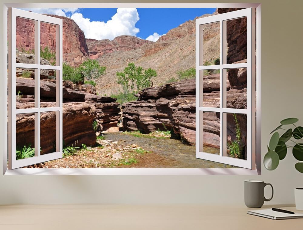 JZZC26611 Rivers Canyon Crag| Self-Adhesive Open Window Wall Sticker
