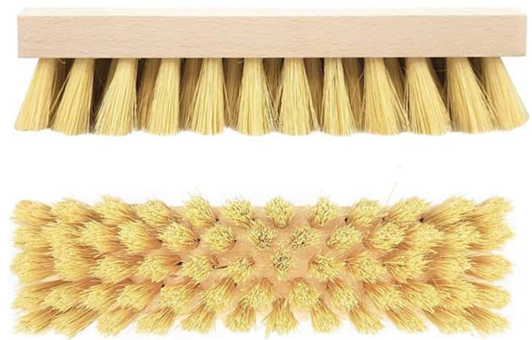 2er Set Scheuerbürste – Wurzelbürste aus Holz mit Naturborsten aus Fibre - Scheuerbürsten, Wurzelbürsten, Hand Schrubber, Putzbürste - Griff aus Holz - Bürsten Made in Germany