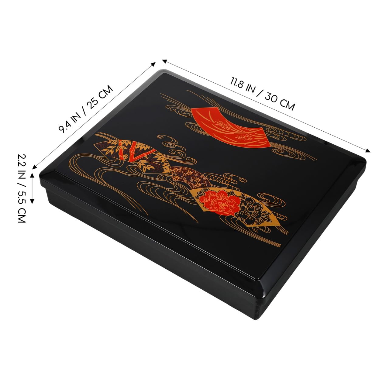 BESTonZON Japanische Bento Box Mittelgroß Mit 5 Fächern Lunchbox Aus Holzmaserung Für Büro Schule Und Reise Traditioneller Sushi Behälter 11.81X9.45X2.56 Zoll
