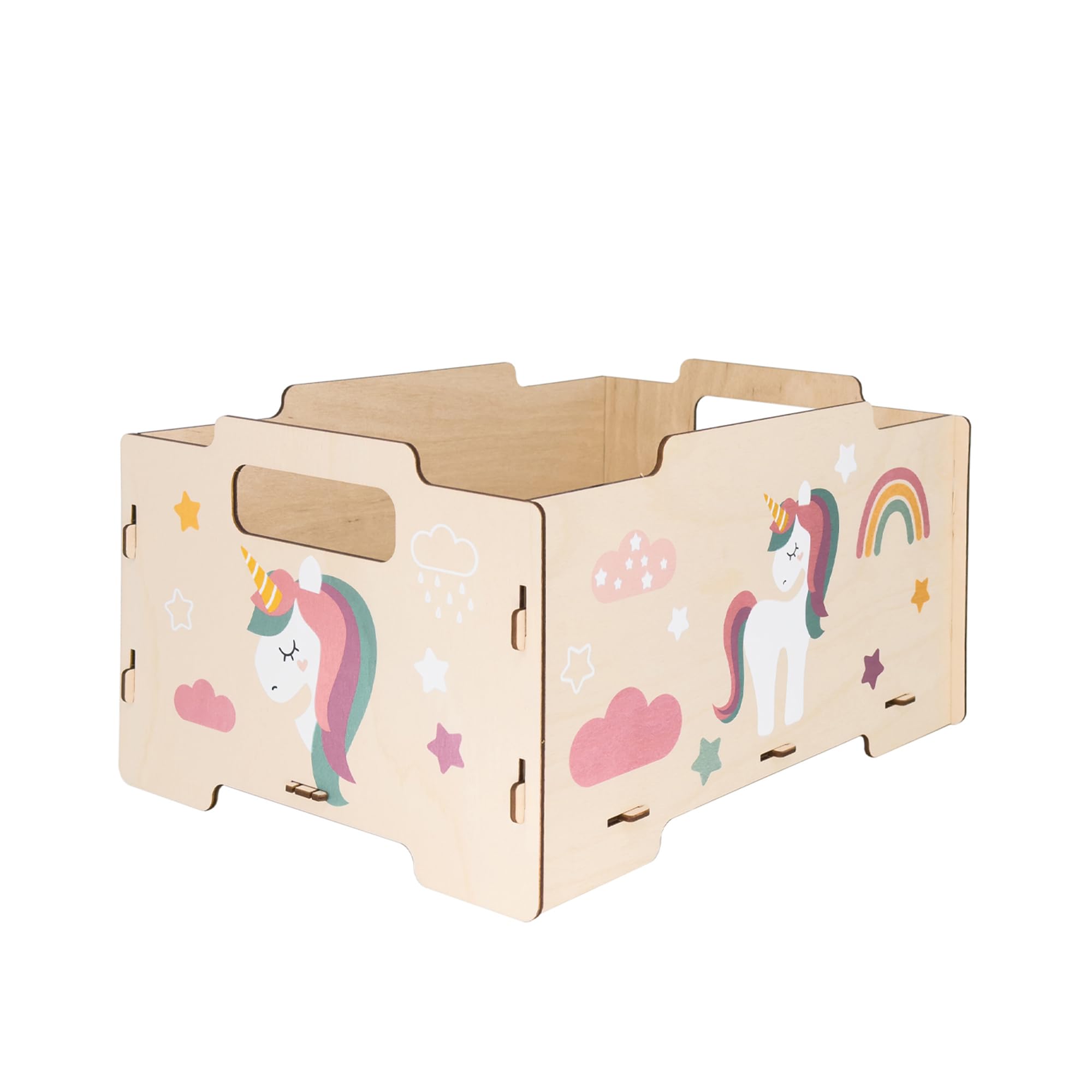 Dalber Spielzeugkiste Kinder Holz 2er-Set Einhörner