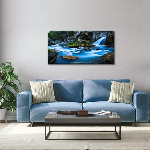 Miniatura 3 de iKNOW FOTO Obra de arte de cascada pacífica de ensueño de gran tamaño, moderna, naturaleza, paisaje, pintura artística, obra de arte para paredes,