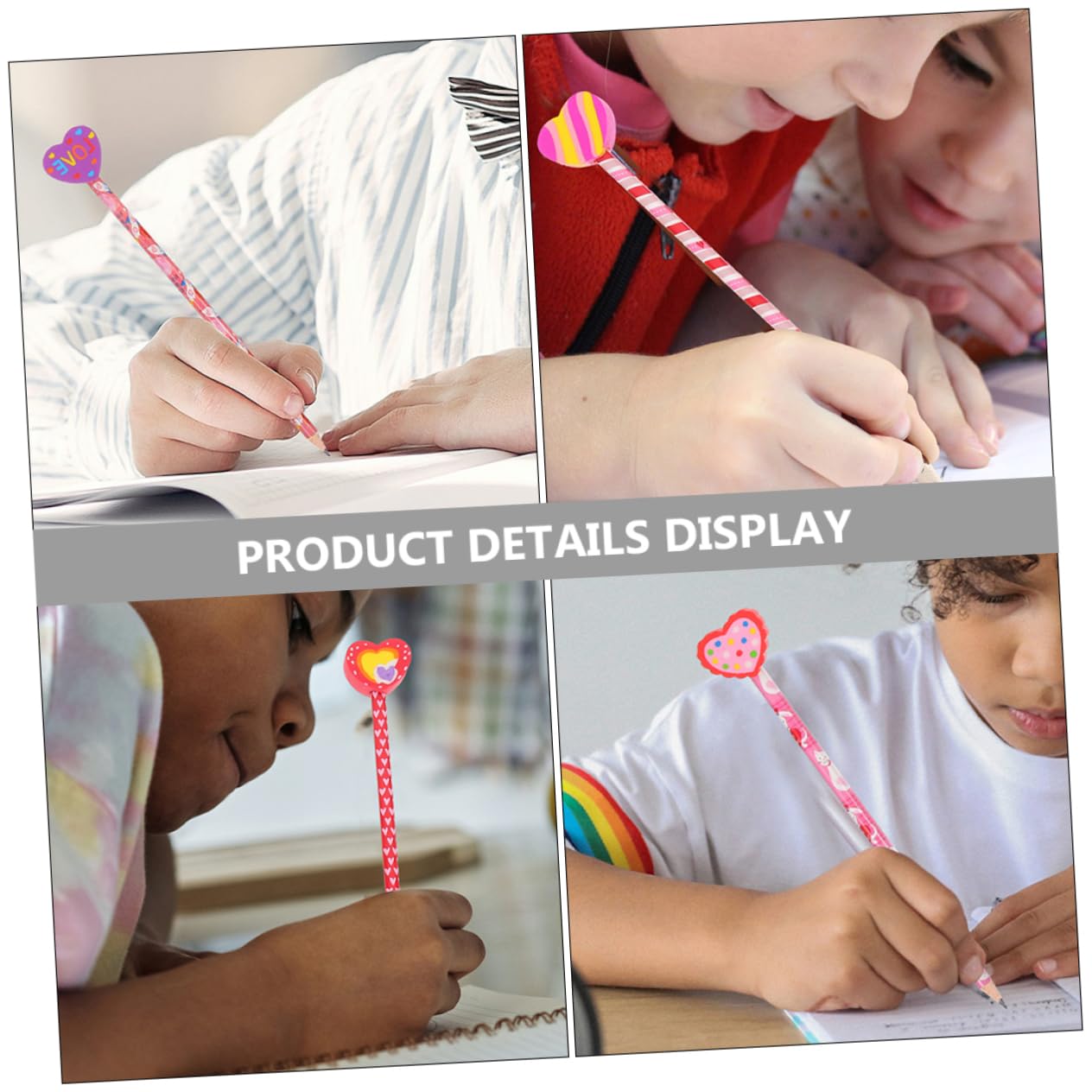 NUOBESTY 5 Ensembles Crayon Saint Valentin Crayons Pour Pochettes De Fête Remplisseur À Thème Fin Service Stylo Empiler Terme Cœur Gommes Gommes Mignonnes Le Accessoires Bois 18 Pièces X 5
