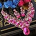 BriLove Costume Fashion Jewelry Set for Women Crystal Teardrop Marquise Butterfly Filigree Enamel Statement Neckalce Dangle Earrings Fuchsia Gold-Toned