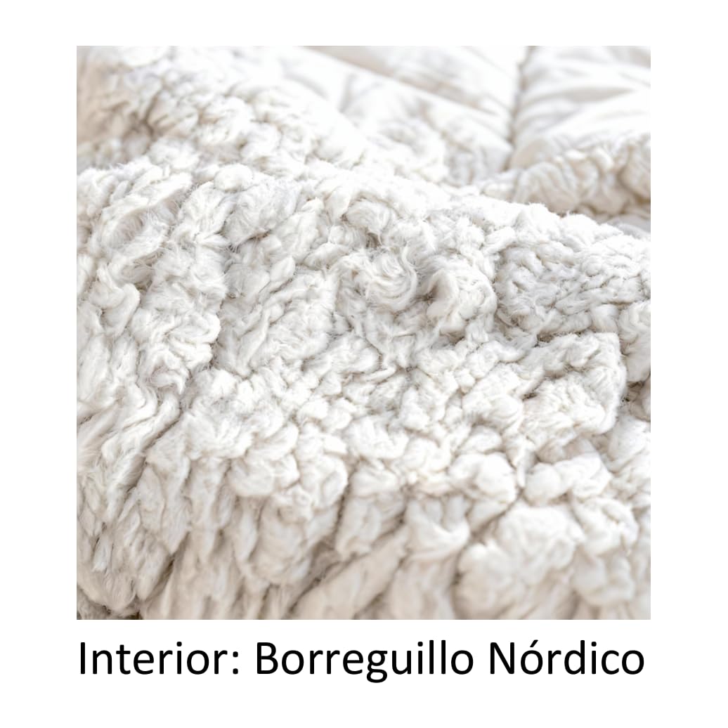 FUKURO. Edredón Invierno Borreguillo Nórdico para Cama 90-135/135-150 con Funda Almohada - Edredón Borrego.Parte 2 (París Negro, 240x260cm)