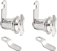 Vista 7 de 2 cerraduras de leva compensadas de 1 pulgada, cerraduras cromadas sin bloqueo, cerradura de repuesto para gabinete giratorio sin llave para cajón