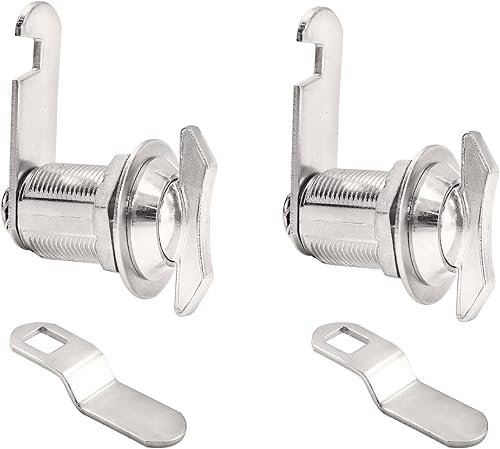 Miniatura 7 de 2 cerraduras de leva compensadas de 1 pulgada, cerraduras cromadas sin bloqueo, cerradura de repuesto para gabinete giratorio sin llave para cajón