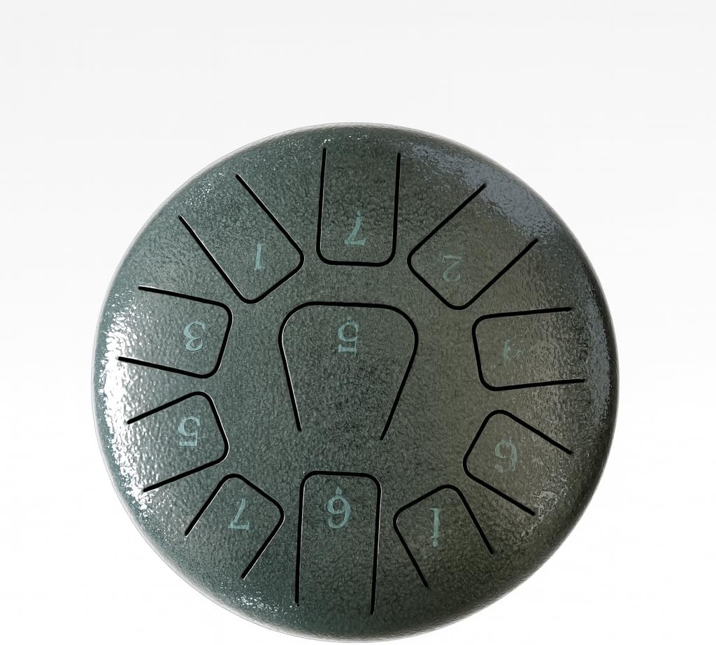 Handcrafted 6-Inch 11-Note Steel Tongue Drum - Perfect for Meditation, Stress Relief, and Music Therapy (Celadon)