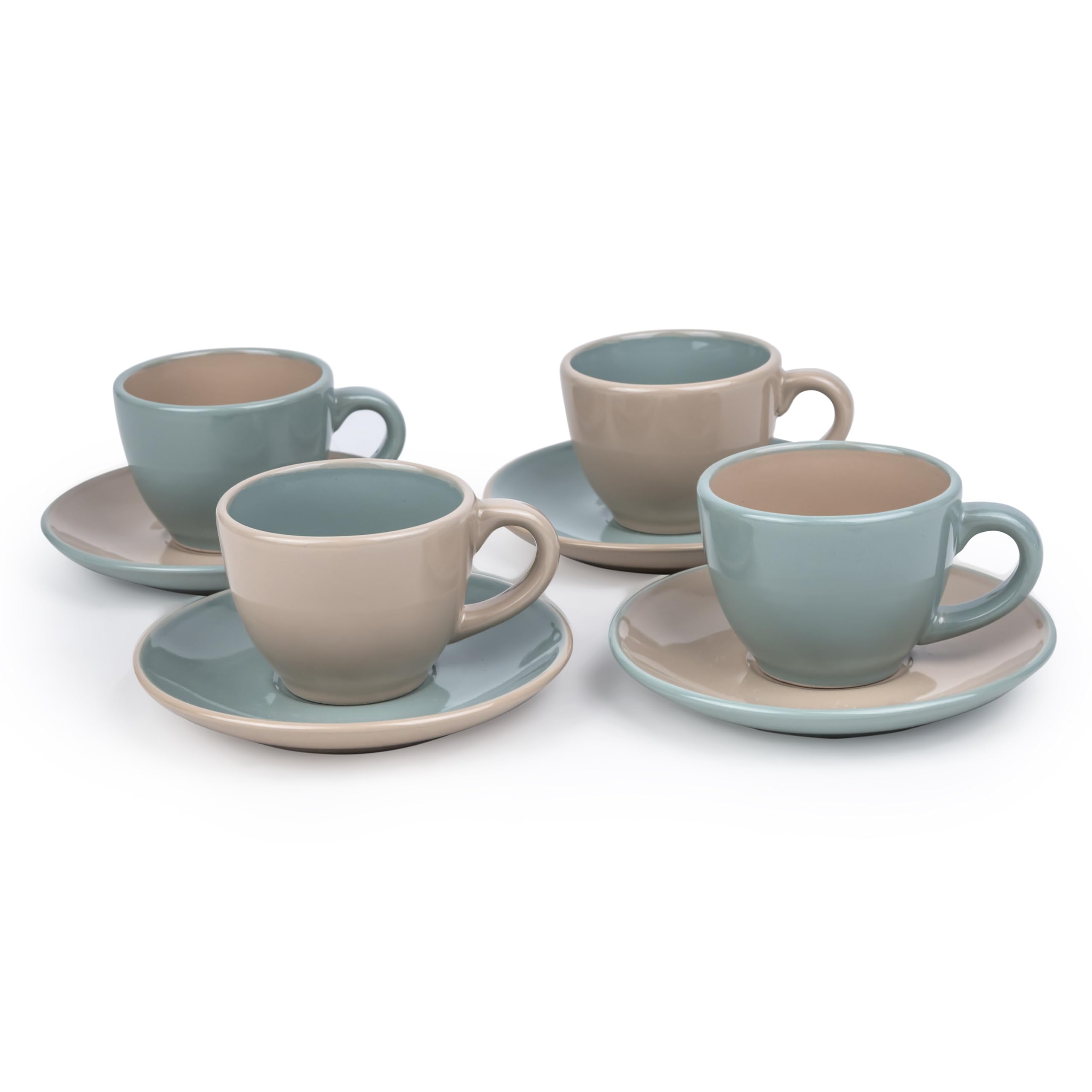 Bone China Shallow Moire 4-Piece Coffee Cup & Saucer Set 90ml - Two | Kitchen Dinnerware, Ceramic, Stoneware