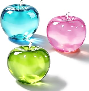 3 Pack Apple Squishy, Clear Slow Rising Fruit Stress Balls for Adults | Green Pink and Blue, Sugar Squishy Packs for Desk Décor, Stress Relief, Soft but Resistance