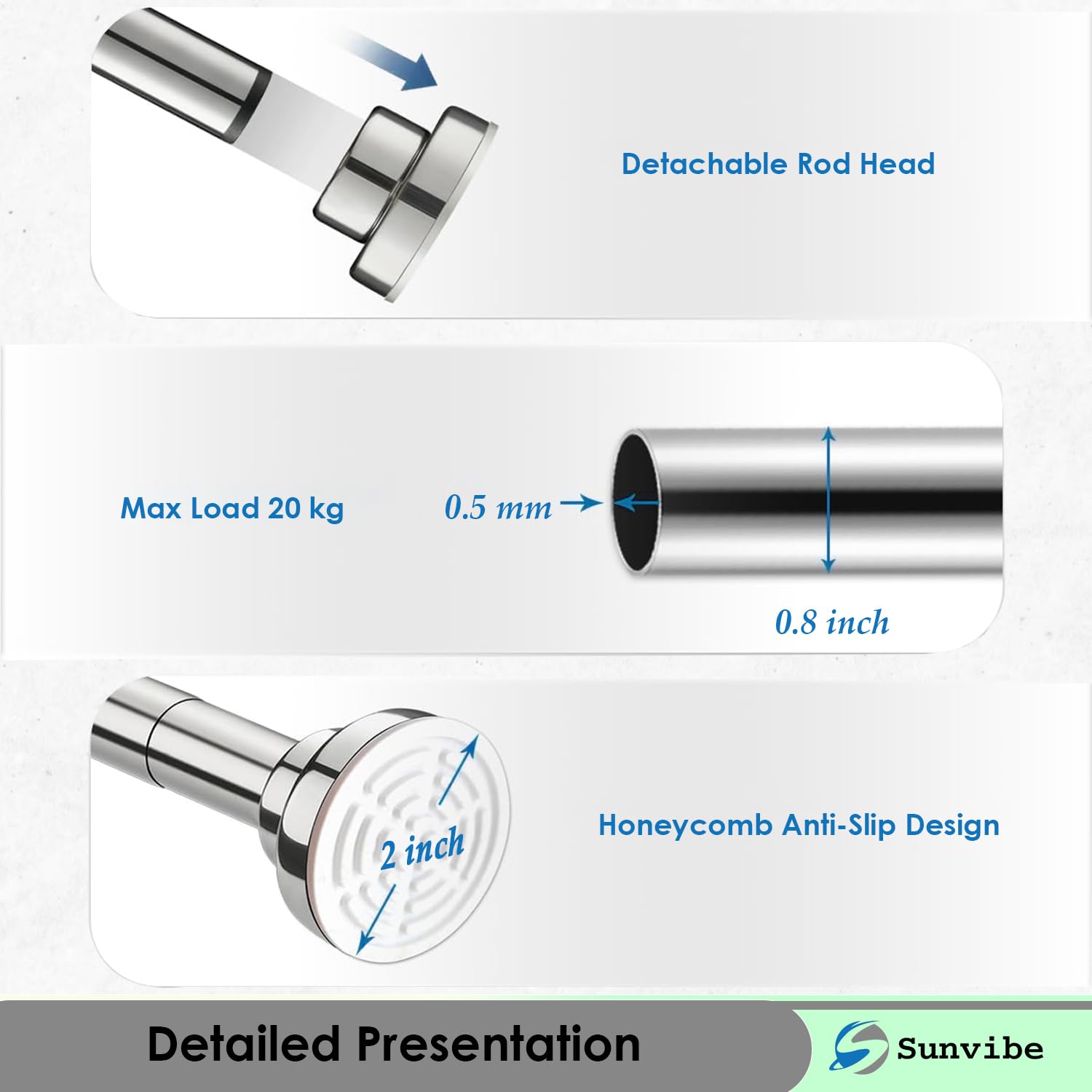 Extendable Shower Curtain Rod - No Drill, Stainless Steel -4 Extendable Shower Curtain Rod - No Drill, Stainless Steel -4