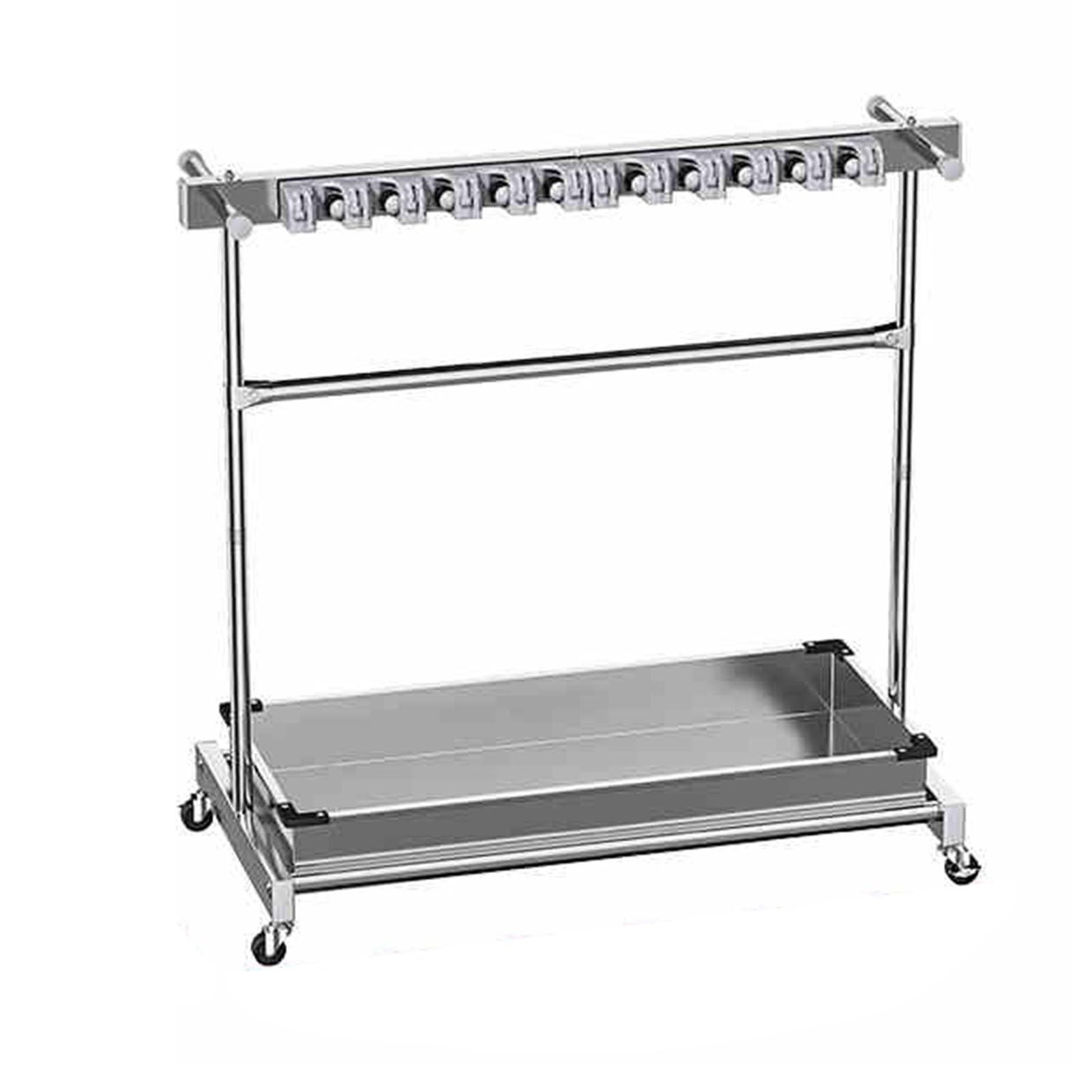 Carrello portautensili Robusto con Doppie File di Ganci, ripiano Rimovibile per Attrezzi a Manico Lungo, rastrelli e Scope. Dimensioni: 97x50x122 cm. Soluzione di stoccaggio Resistente.