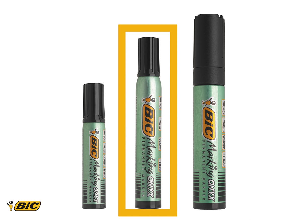 BIC Lot de 12 Marqueurs Permanent MARKING ONYX 1591 MAXI Pte Biseau 2,7 à 6,2 mm Noir