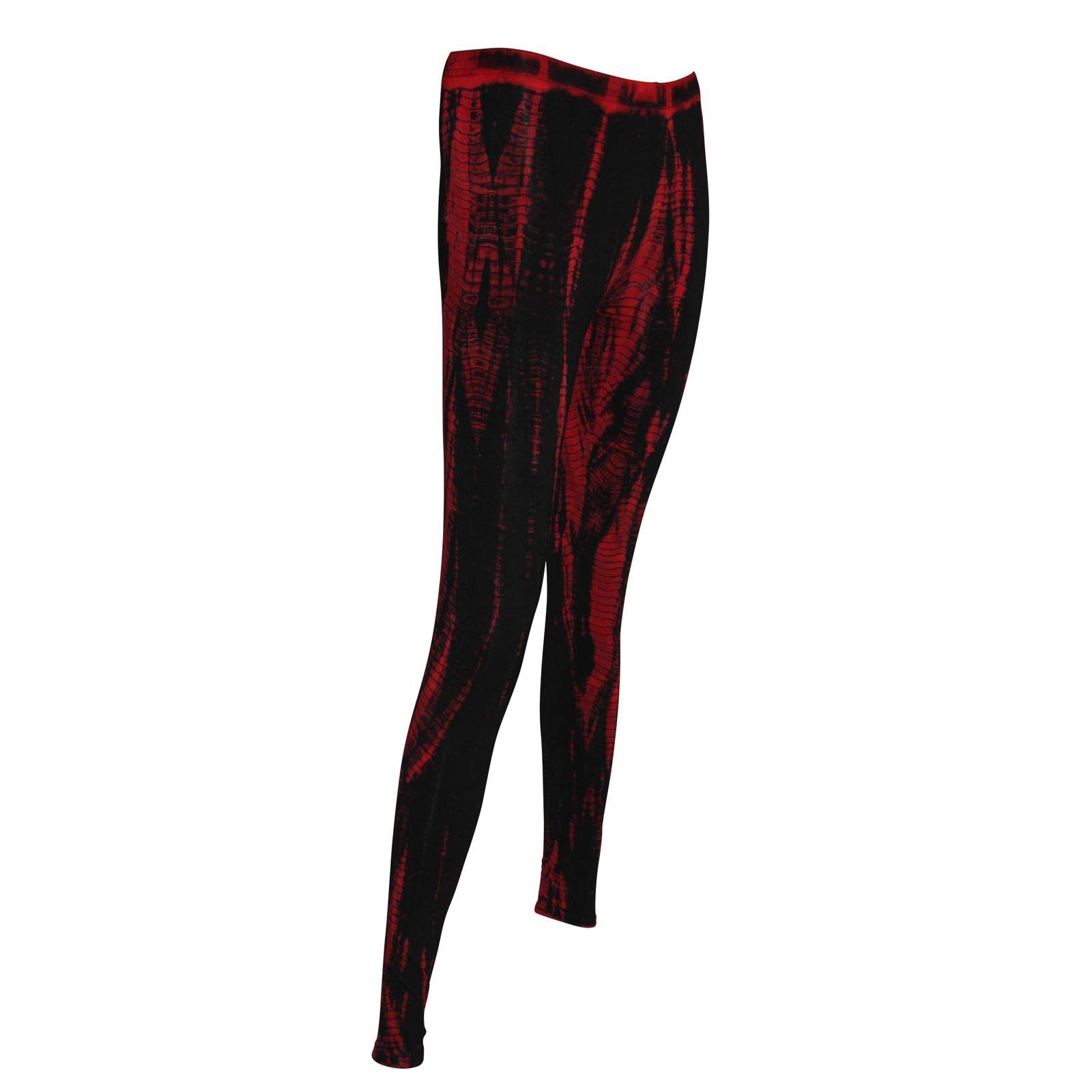 Freak Scene Leggings - Batik - Modello 01 - Nero - Rosso-Rosso Ciliegia