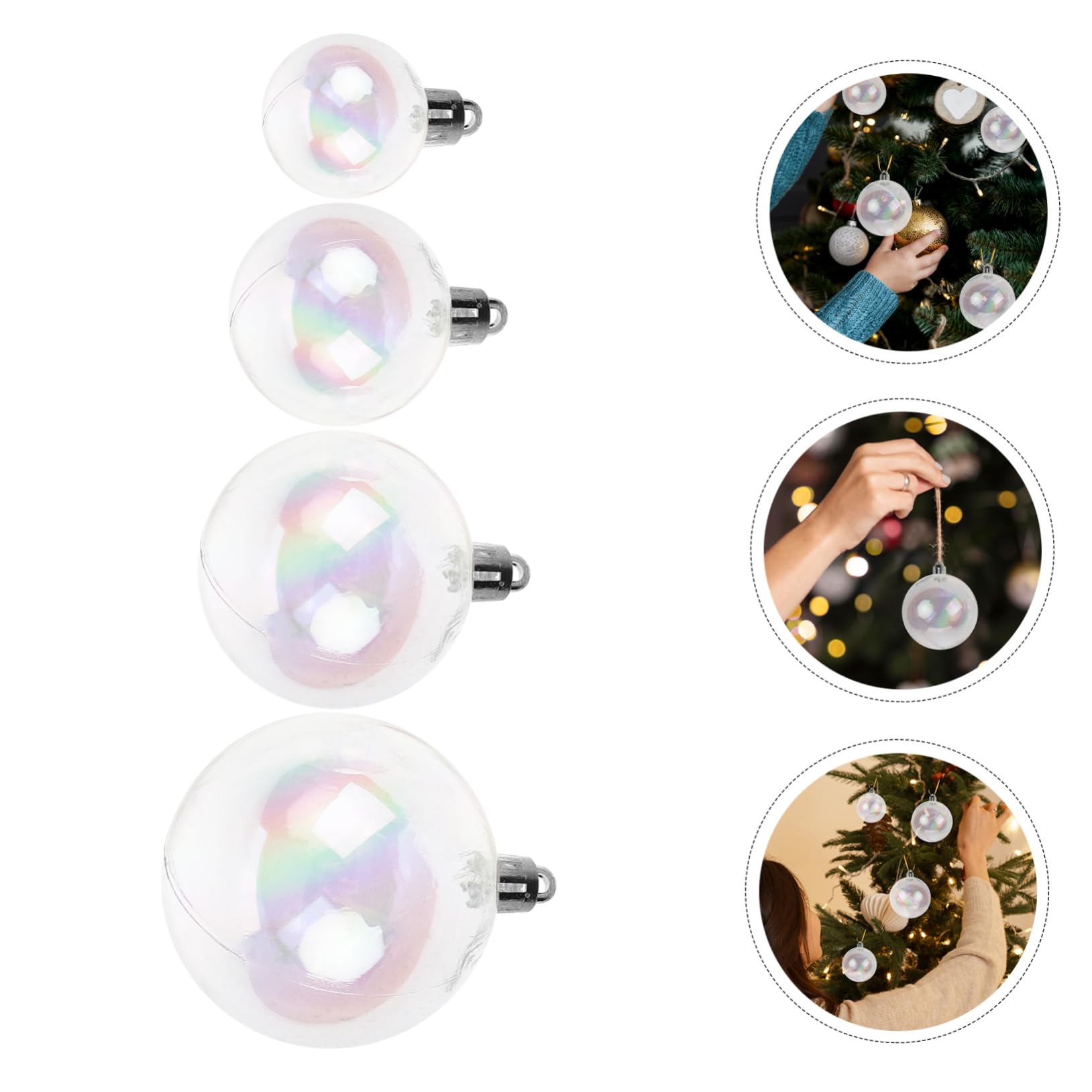 Cabilock 72piezas Bolas Navideñas Transparentes Rellenables Adornos Colgantes para Decoración De Árbol De Navidad Bodas y Fiestas Decoraciones Iridiscentes