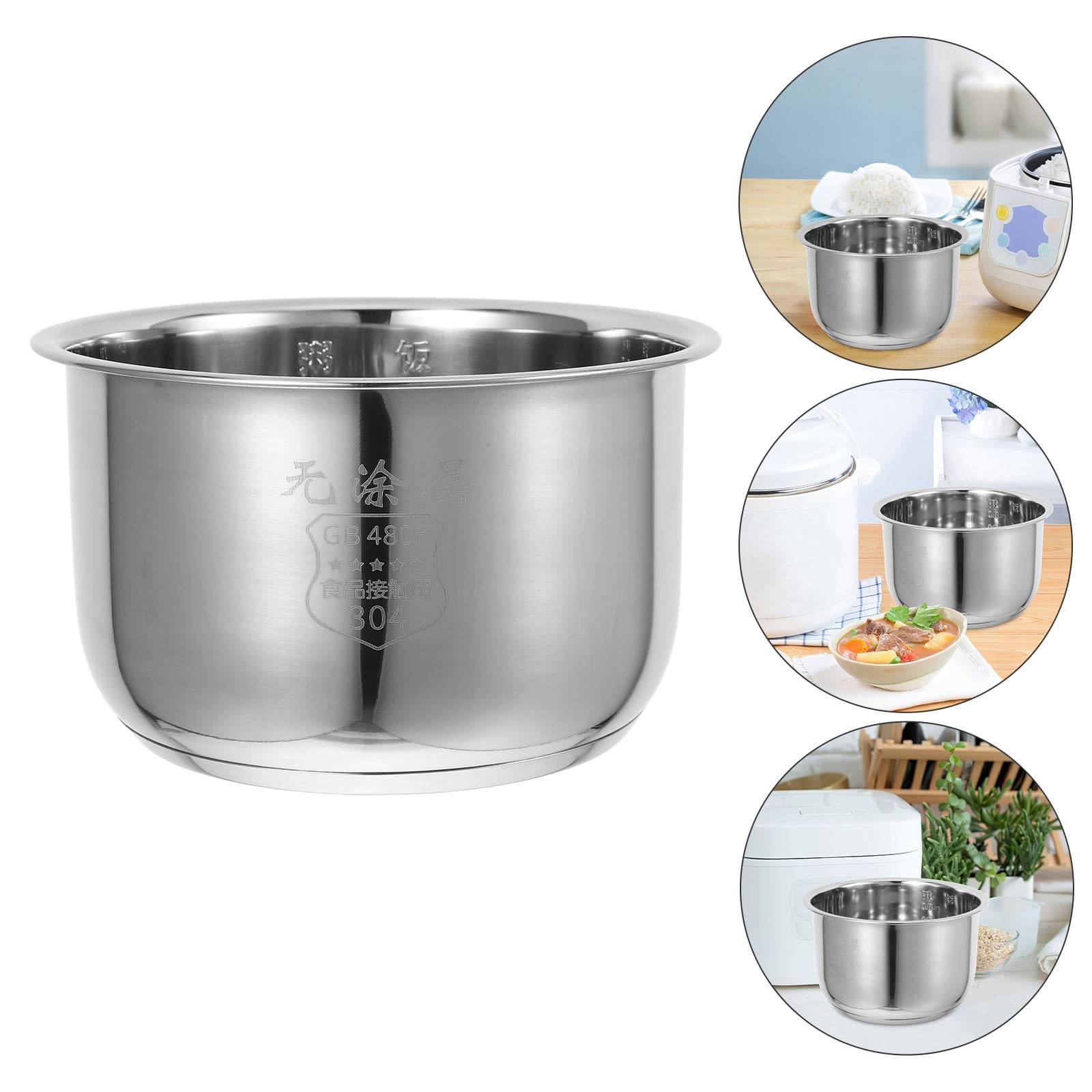 VALICLUD Pentola interna in acciaio inox per cuociriso 1,8 L ispessito non rivestito fodera di ricambio per la cucina quotidiana