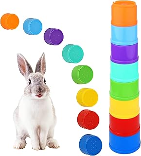 8pcs Stack Up Bunny Cups, Bunny Toys for Rabbits Stacking Cups for Bunnies Plastic Nesting Toys Bath Cups for Baby,Nesting Cups Set for(8 Colors)