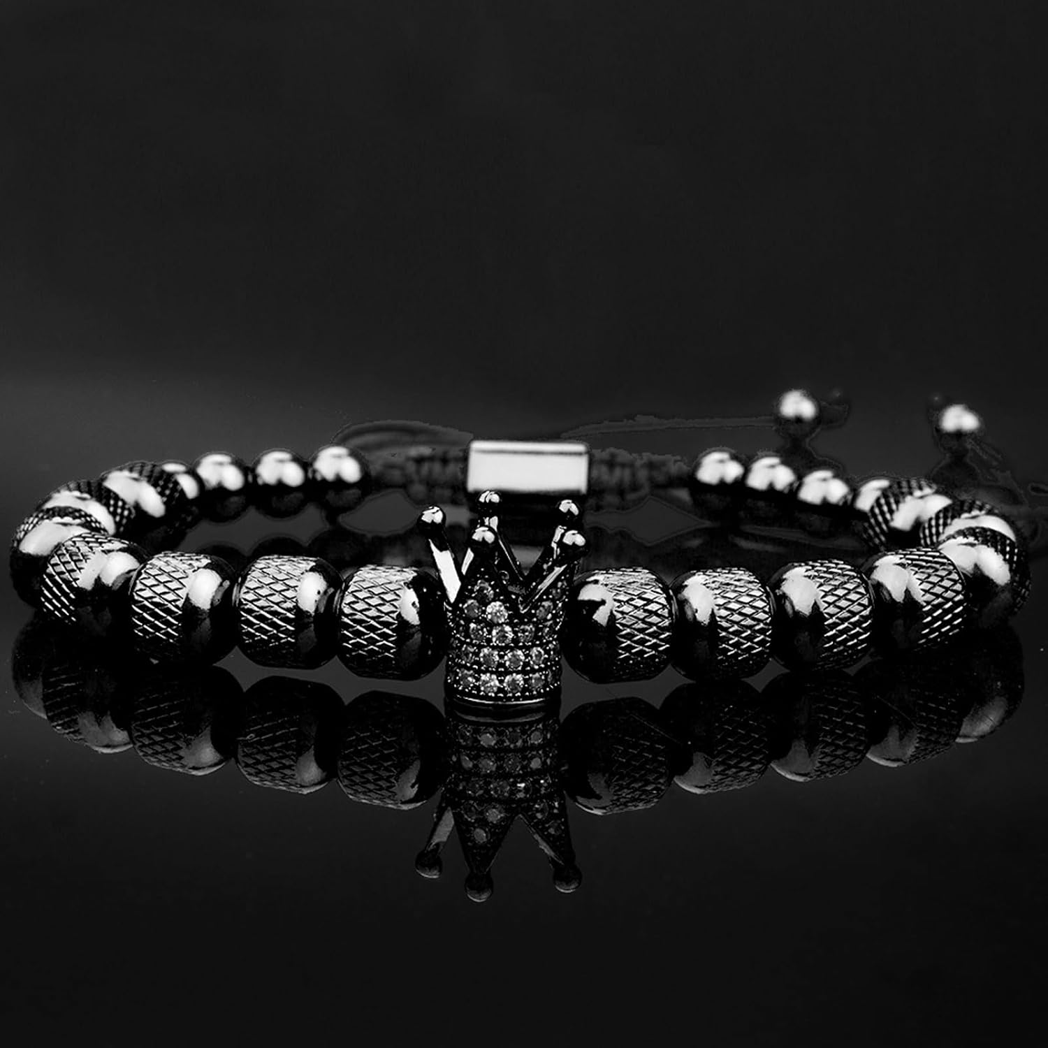 To My Man - Straighten Your Crown Bracelet Gift Set, To My Man Bracelet Adjustable Bead Stainless steel Crown Bracelets Boyfriend Anniversary Birthday Christmas Fathers Gifts for Men - Image 6