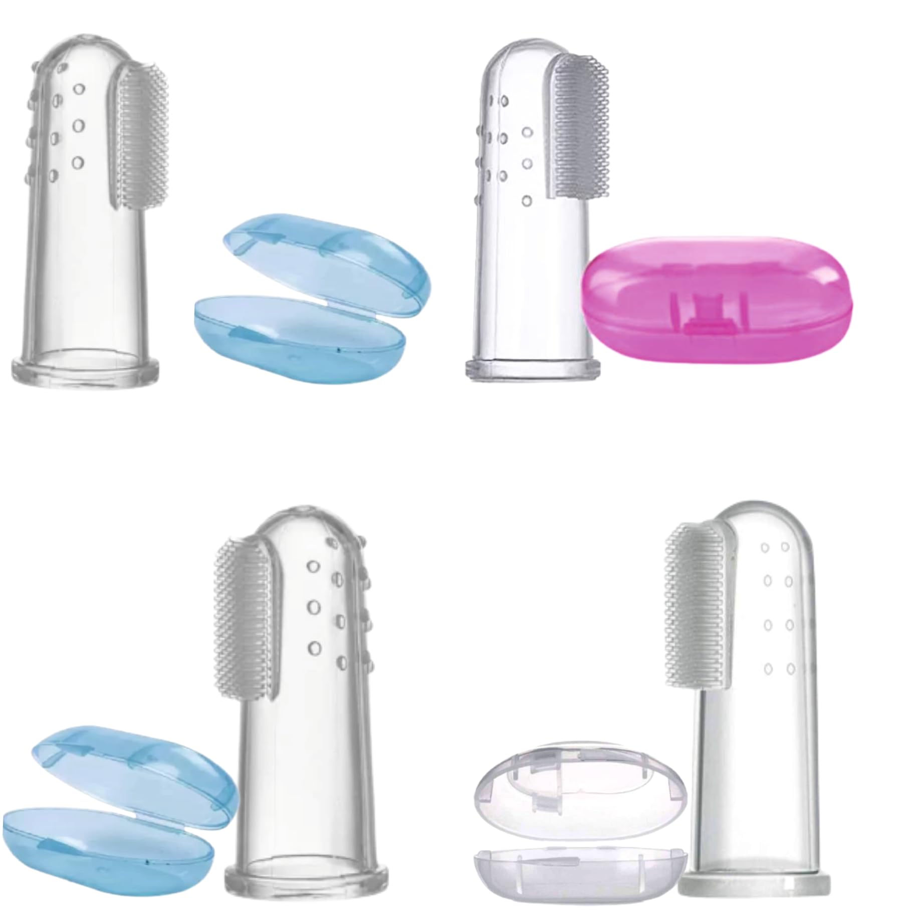ROFORUF Silicon Baby Finger Manual Brush Reusable Silicon Made Food Grade Quality With Storage For Oral Hygiene Massaging & Easy Cleaning (Fb Pk-4),Transparent-image-23
