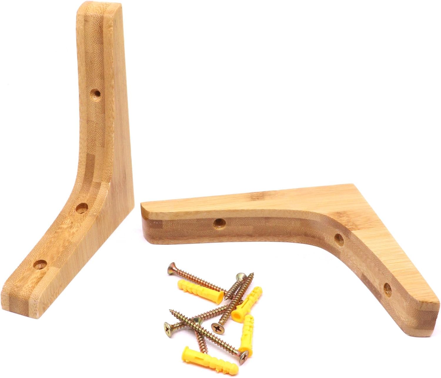 Wooden Shelf Brackets, Wood Support Triangle Shelf L Shape Brackets Include Mounting Screws, 5.7"×4.8"×0.79", 2pcs