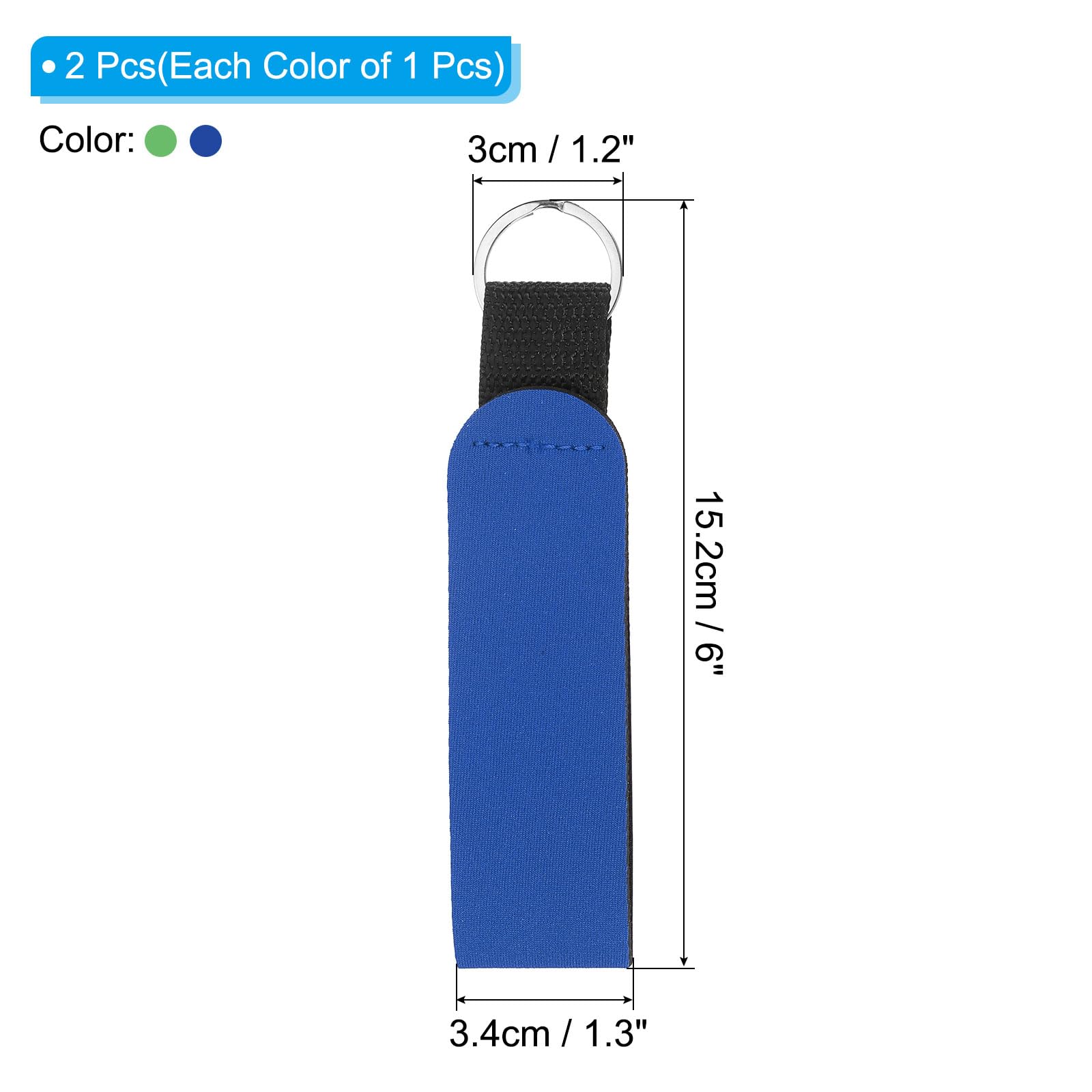 PATIKIL Floating Neoprene Keychain, 2 Pcs Waterproof Buoyant Key Ring Sublimation Float Keychain for Outdoor Water Sports Blue, Green - Image 2