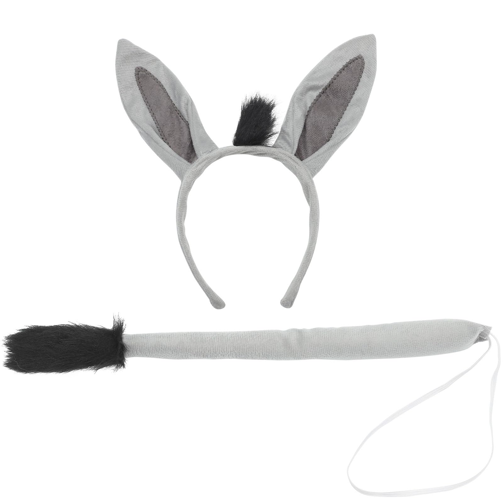 Kisangel 1 Set Donkey Ears Headband & Tail - Kids/adults Fancy Dress Props for Carnival Halloween Kids Party Costume Accessories
