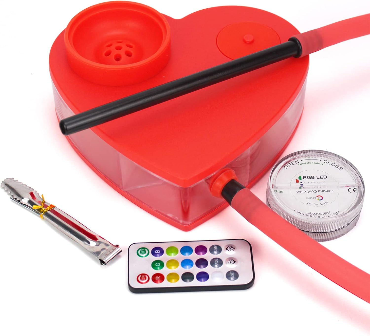 Acrylic Hookah Set Model Heart Shisha Nargile Sheesha Narguile Chicha Cachimbas Kit (Black)