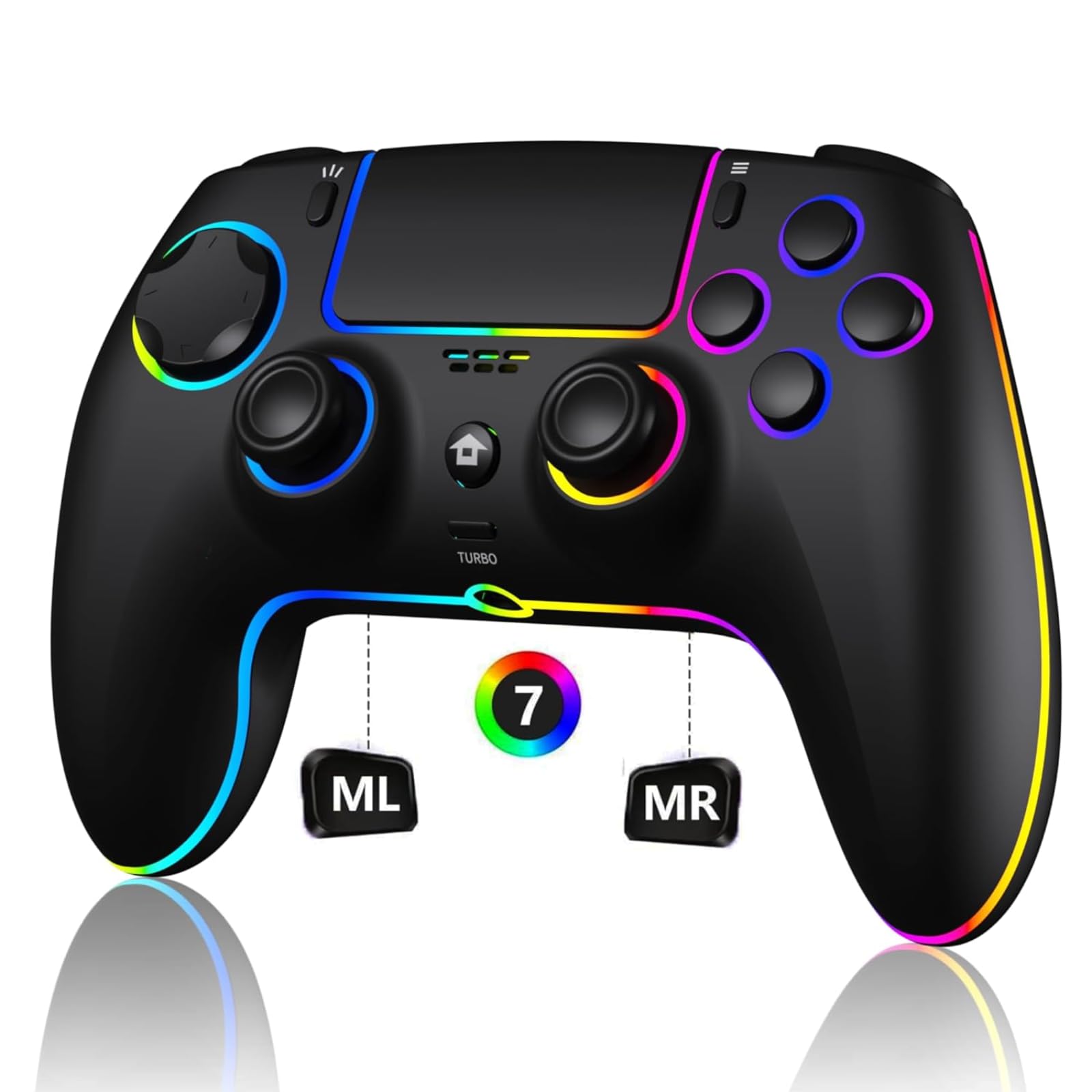 SZDILONG Wireless Controller with 7 Colors RGB Light for P-S5 Pro Slim MAC iOS Steam PC Windows Android