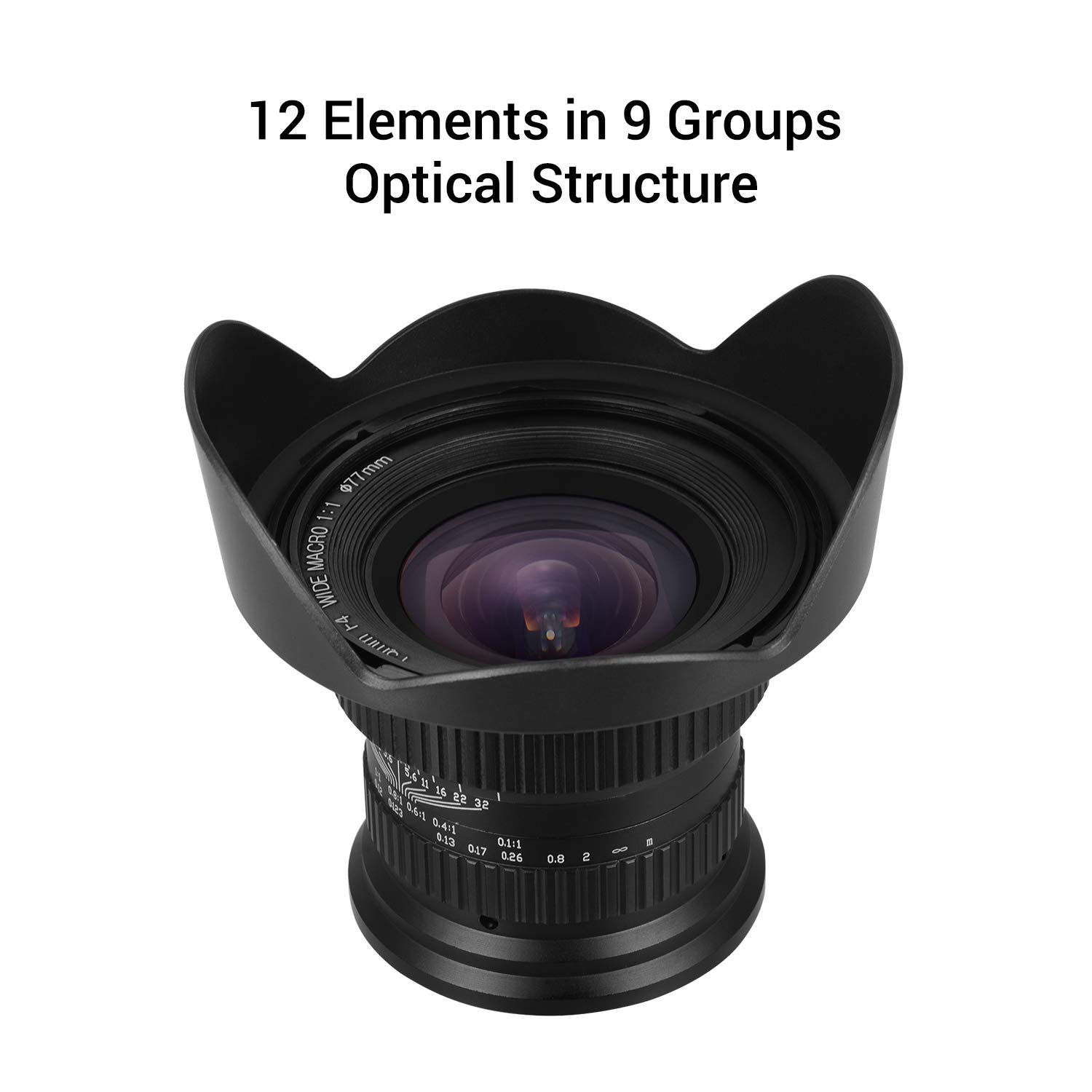 Akozon Obiettivo Macro Grandangolare per Angolo Diagonale Ultra Ampio da 120 Gradi F4 Luminoso con Custodia per Fotocamera Supporto Durevole (AkozonfagU6H-D7915-1)