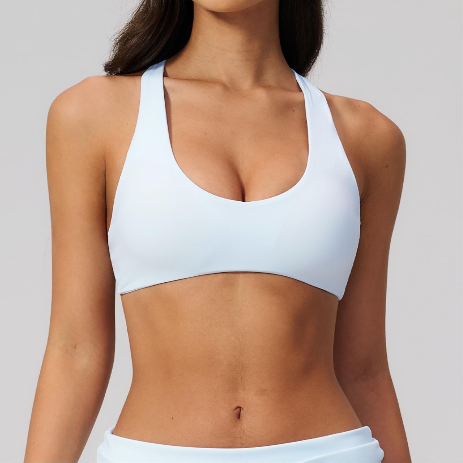 CHENSHI Sujetador Deportivo Mujer De Yoga Alta Elasticidad Cruz Espalda Crop Top Mujeres Gimnasio Atlético Apretado Entrenamiento Jog Deportes-Badge Blue-m