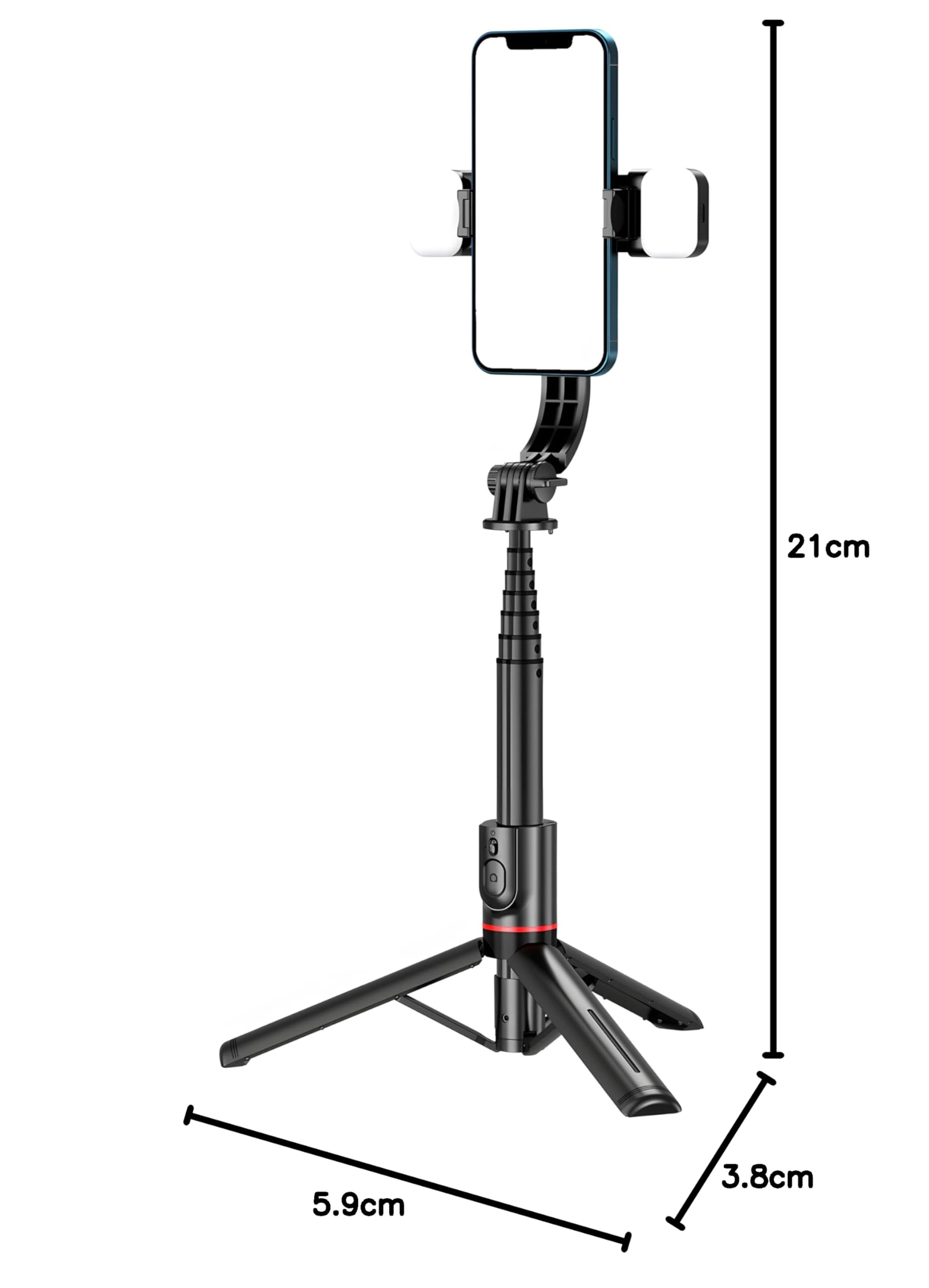 Retoo Selfie Stick 110,5 cm, statyw do telefonu, opcja Bluetooth rozszerzalny lampa 3 w 1 do telefon komórkowy drążek teleskopowy, statyw podróżny do selfie/wideo