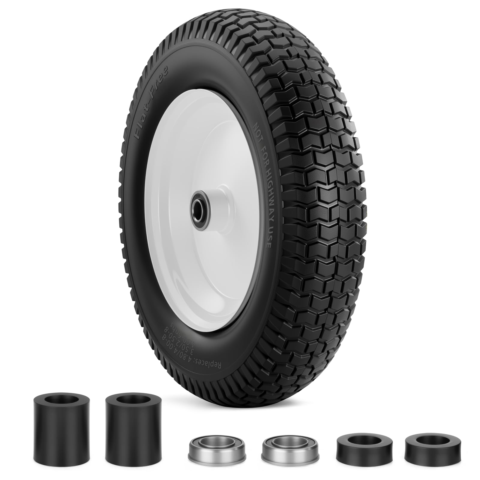 Neumático de 4.80/4.00-8, ruedas sólidas de 14.5 pulgadas sin planos con agujero de eje de 5/8 pulgadas, cubo centrado de 3-7 pulgadas, ajuste universal 4.80/4.00-8, 3.50/3.00-8, 4.00-6 ruedas de