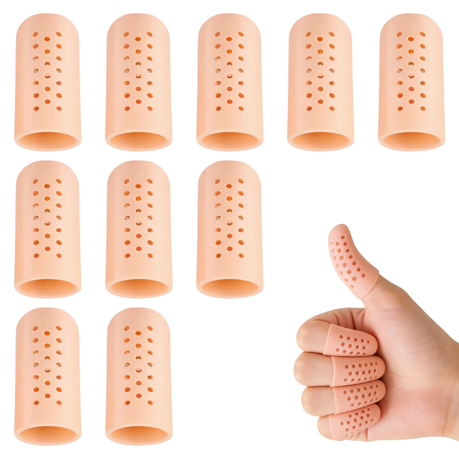 Protège Doigt Silicone 10 Pièces – Pansement Doigt Réutilisable, Protection Travail Bricolage Anti-Frottement